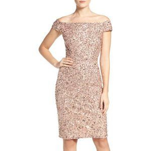 Adrienne Papell off the shoulder sequin dress sz 10